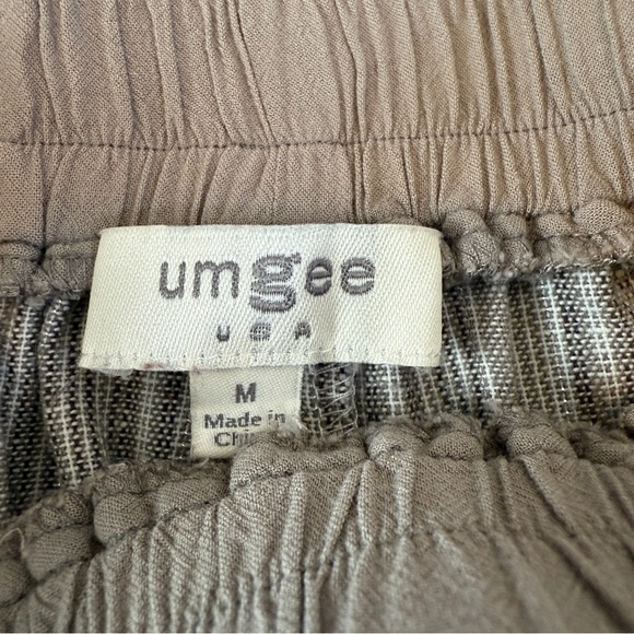 Umgee linen blend fringe medium striped brown women's shorts - Picture 6 of 10